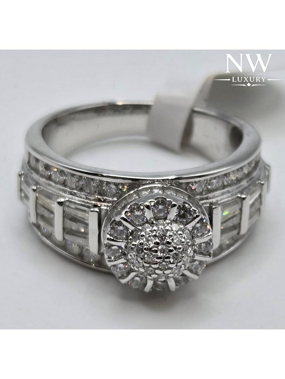 Solid 925 Silver Ring MOISSANITE Icey 4ctw VVS1 D Baguette RING, NEW Hiphop